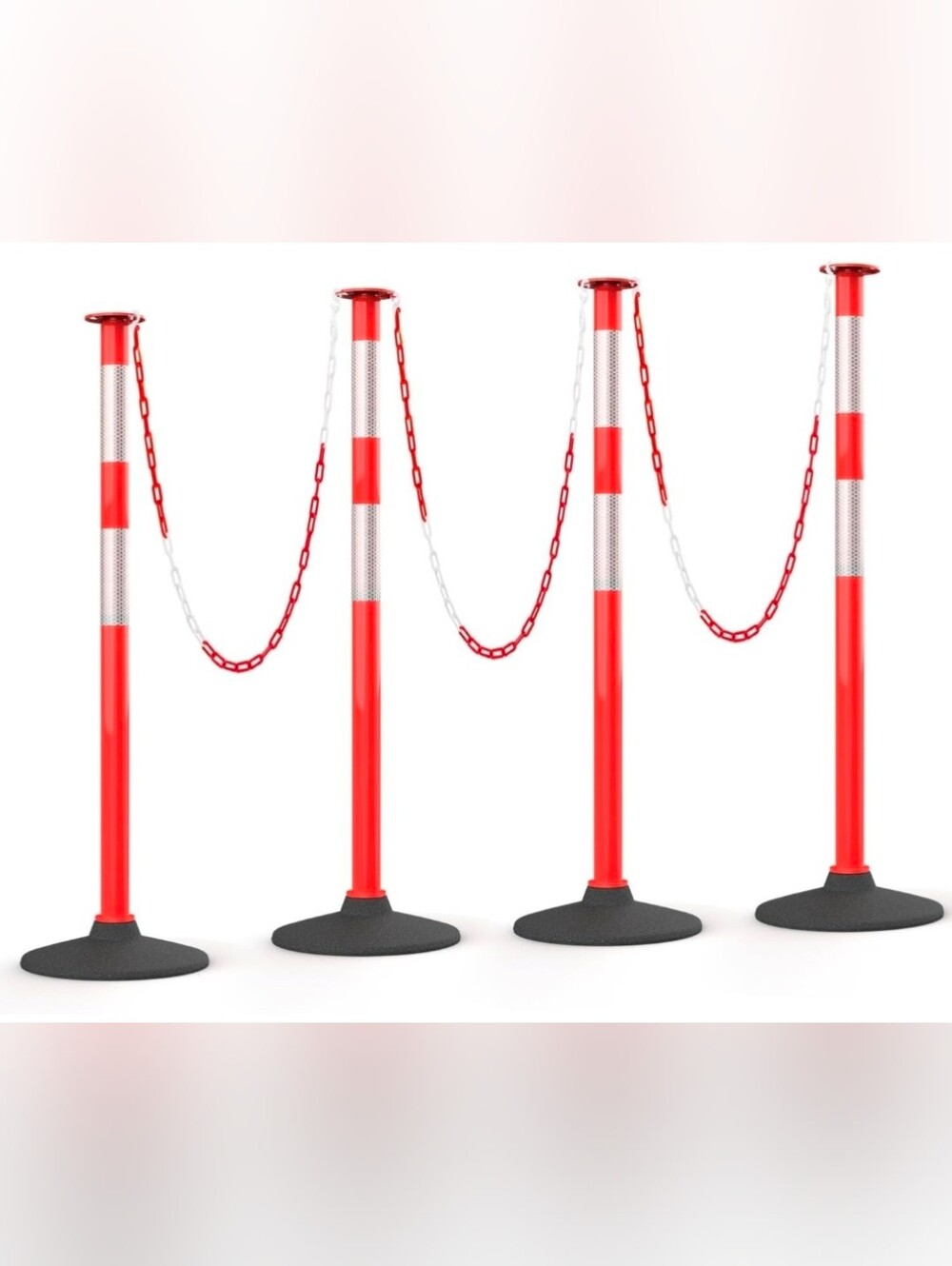 HiGiant 4 Pack 34 Inches Traffic Delineator Posts with Weighted Rubber Base,